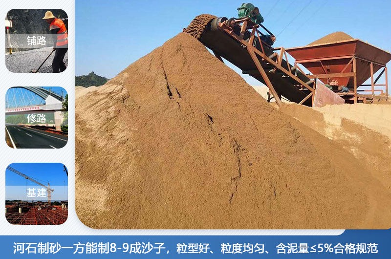 河石制砂一方能制幾成？河石制砂機設(shè)備有哪些？